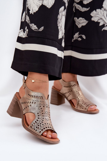 mit durchbrochenen Elementen Damen-Sandalen mit hohen Absätzen goldene Farbe Tosine 2