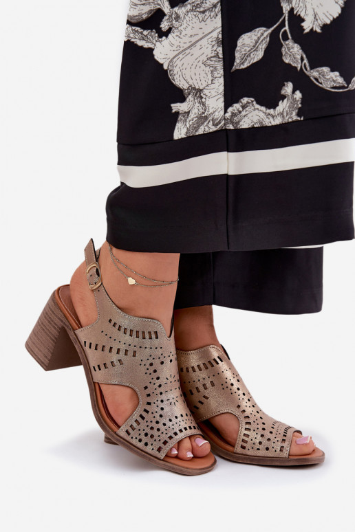 met elementen van opengeInerkt Damessandalen met hoge hakken gouden kleur Tosine met elementen van opengeInerkt Damessandalen met hoge hakken gouden kleur Tosine