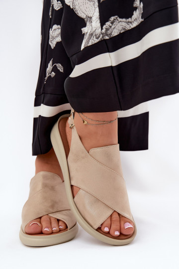 Damensandalen aus Öko-Leder goldene Farbe Tosmelia