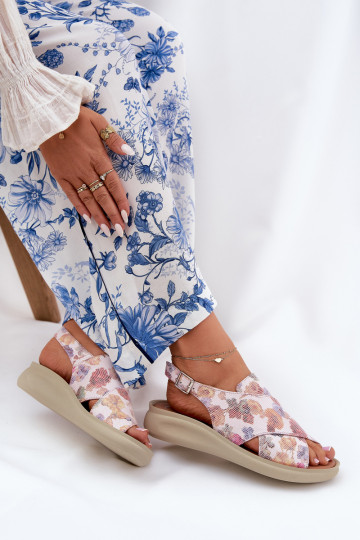 Dames sandalen van kunstleer in verschillende kleuren met bloemetjes Tosmelia