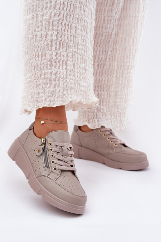 Haut Turnschuhe Sneakers Stilvollllschuhe mit einer Plattform mit Reißverschlüssen Vinceza 88019 Beige Haut Turnschuhe Sneakers Stilvollllschuhe mit einer Plattform mit Reißverschlüssen Vinceza 88019 Beige