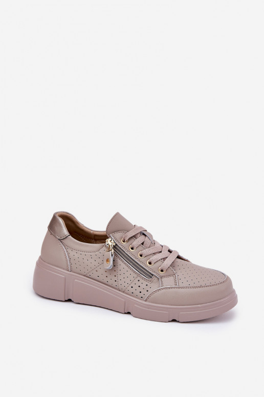 Peau baskets Chaussures modèle baskets avec une plateforme avec fermetures éclair Vinceza 88019 beige Peau baskets Chaussures modèle baskets avec une plateforme avec fermetures éclair Vinceza 88019 beige