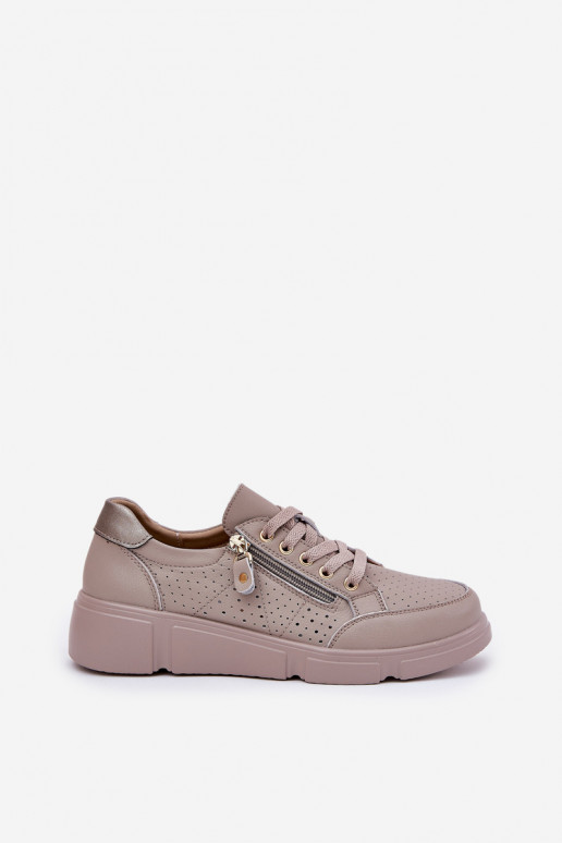 Peau baskets Chaussures modèle baskets avec une plateforme avec fermetures éclair Vinceza 88019 beige Peau baskets Chaussures modèle baskets avec une plateforme avec fermetures éclair Vinceza 88019 beige