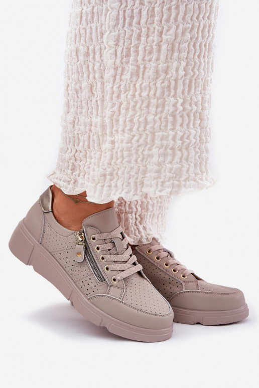 Peau baskets Chaussures modèle baskets avec une plateforme avec fermetures éclair Vinceza 88019 beige Peau baskets Chaussures modèle baskets avec une plateforme avec fermetures éclair Vinceza 88019 beige