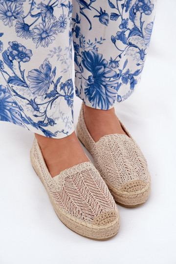 Zandkleurige espadrilles met platform Vinceza 17392