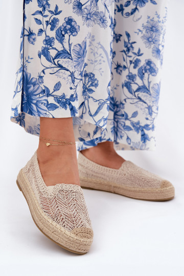 Sandfarbene Espadrilles mit Plateausohle Vinceza 17392 2
