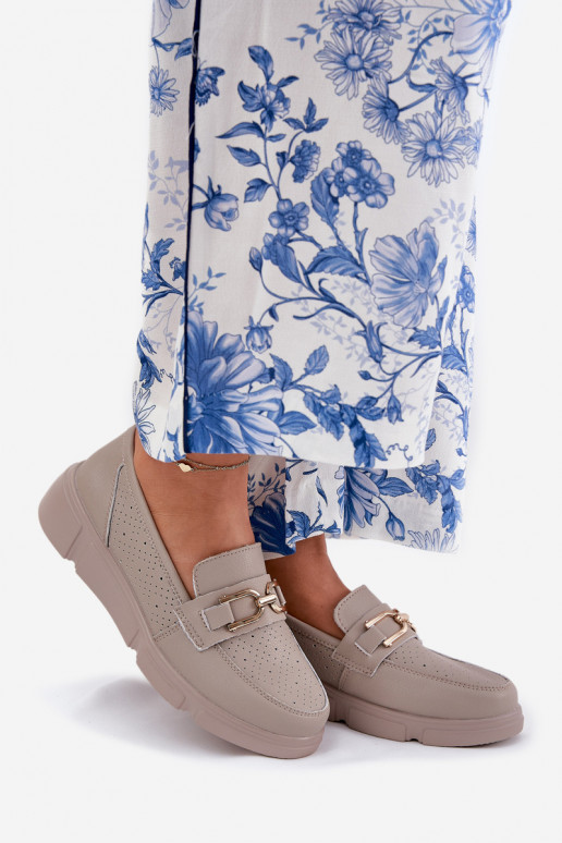 dames mocassins Leer Ze gouden kleurm Detalem Vinceza 88007 beige dames mocassins Leer Ze gouden kleurm Detalem Vinceza 88007 beige