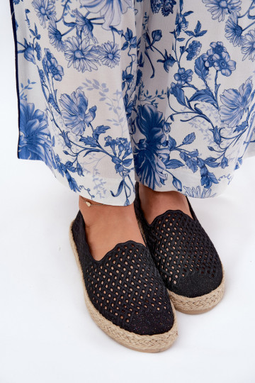 Espadrilles noires avec bout tressé Vinceza 13625 2