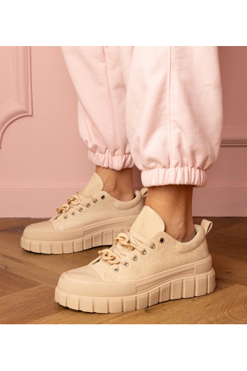 Zandkleurige dames sneakers... 2