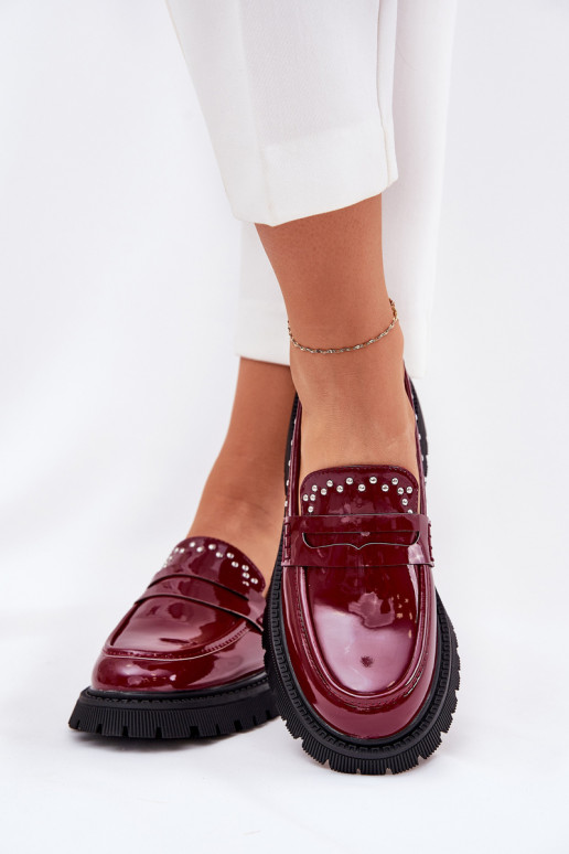 Dames mocassins met lak effect Met decoratie bordeaux Įjungtallae