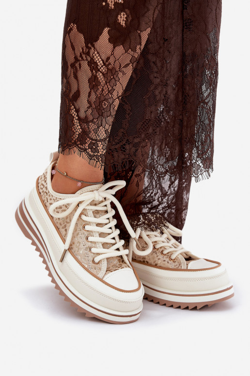 Casual schoenen met platform S.Barski BF51-101 zandkleur Casual schoenen met platform S.Barski BF51-101 zandkleur