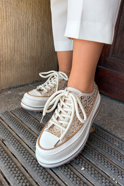 Casual schoenen met platform S.Barski BF51-101 zandkleur Casual schoenen met platform S.Barski BF51-101 zandkleur