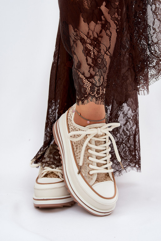 Casual schoenen met platform S.Barski BF51-101 zandkleur Casual schoenen met platform S.Barski BF51-101 zandkleur