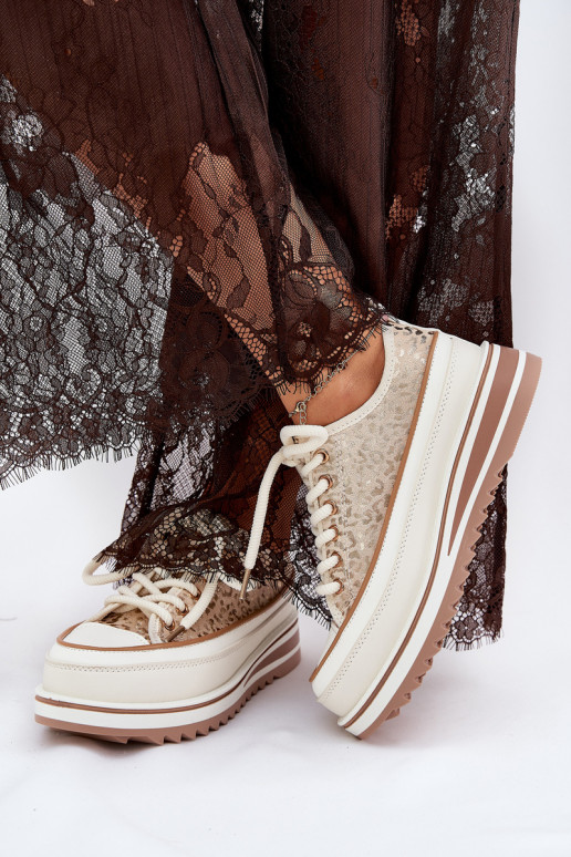 Casual schoenen met platform S.Barski BF51-101 zandkleur Casual schoenen met platform S.Barski BF51-101 zandkleur