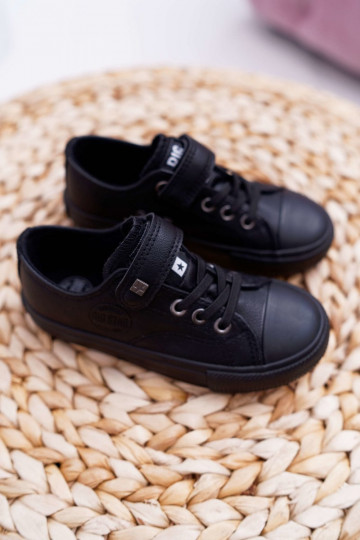 Schwarze Kinder-Leder Freizeitschuhe Big Star EE374034 2