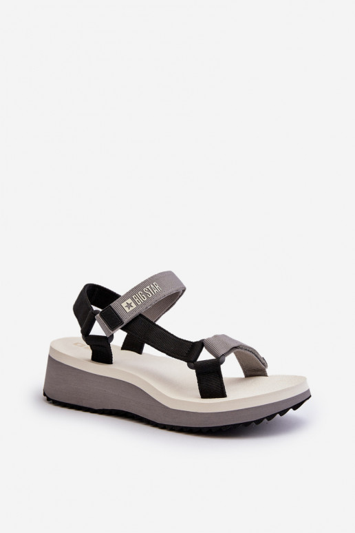 Damensandalen mit einer Plattform I Koturnie Big Star NN274A054 graue Farbe Damensandalen mit einer Plattform I Koturnie Big Star NN274A054 graue Farbe