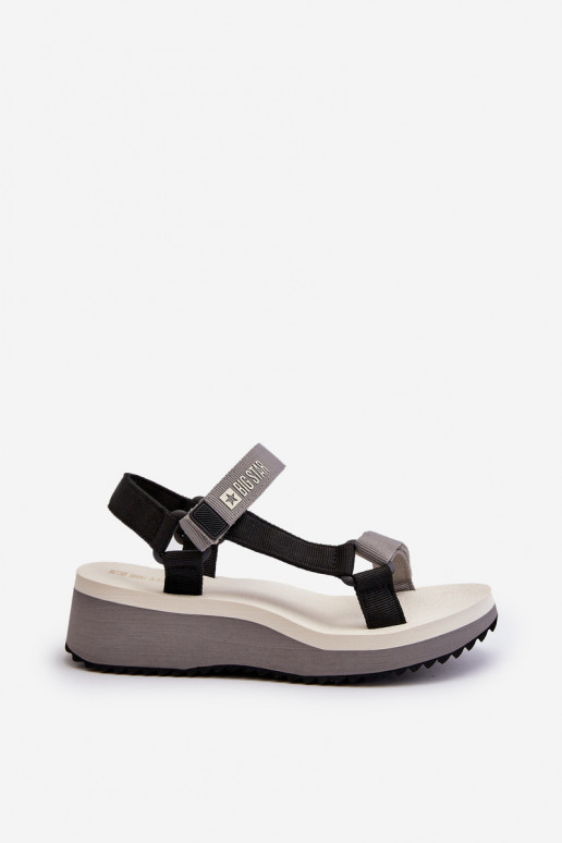 Damensandalen mit einer Plattform I Koturnie Big Star NN274A054 graue Farbe Damensandalen mit einer Plattform I Koturnie Big Star NN274A054 graue Farbe