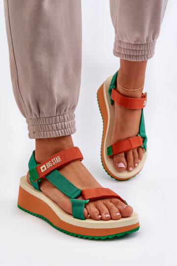 Groen-oranje dames sandalen op platform Big Star NN274A053 2