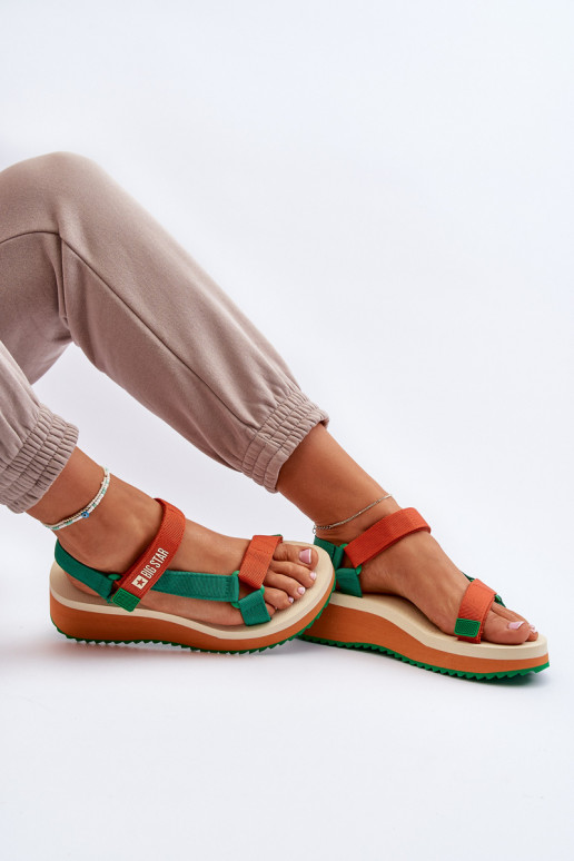 Dames sandalen met platform I Koturnie Big Star NN274A053 groente-oranje Dames sandalen met platform I Koturnie Big Star NN274A053 groente-oranje