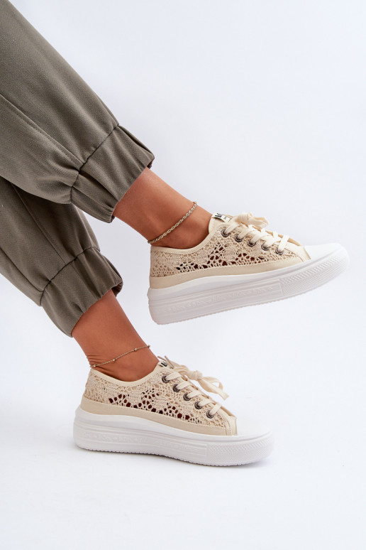 avec des motifs de dentelle Chaussures de loisirs Lee Cooper LCDANS-23-44-1620 beige