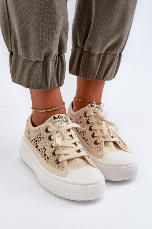 avec des motifs de dentelle Chaussures de loisirs Lee Cooper LCDANS-23-44-1620 beige