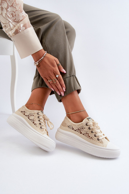 avec des motifs de dentelle Chaussures de loisirs Lee Cooper LCDANS-23-44-1620 beige