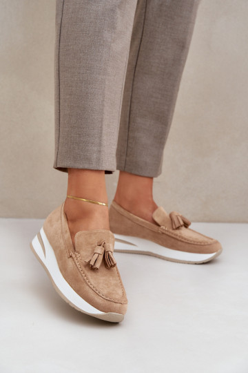 Sandfarbene Damenstiefel... 2