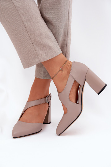 Leer Schoenen met hakken met gespen Vinceza 91133 grijs