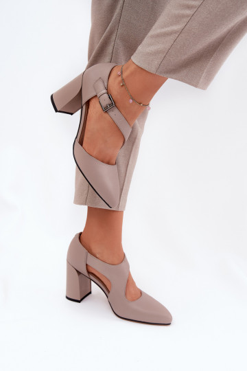 Peau Chaussures avec des talons avec boucles Vinceza 91133 couleur grise 2