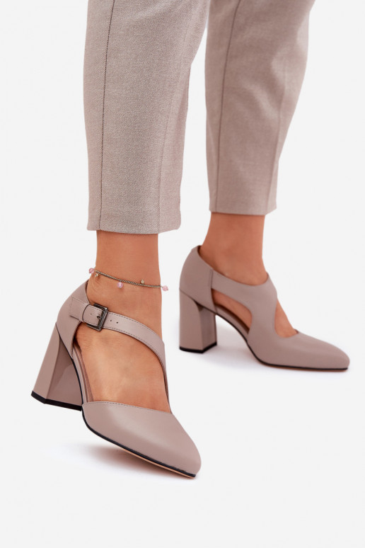 Leer Schoenen met hakken met gespen Vinceza 91133 grijs