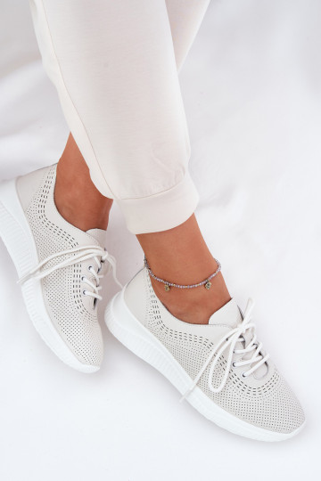 Witte leren dames sportschoenen Vinceza 41472