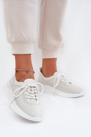 Witte leren dames sportschoenen Vinceza 41472 2