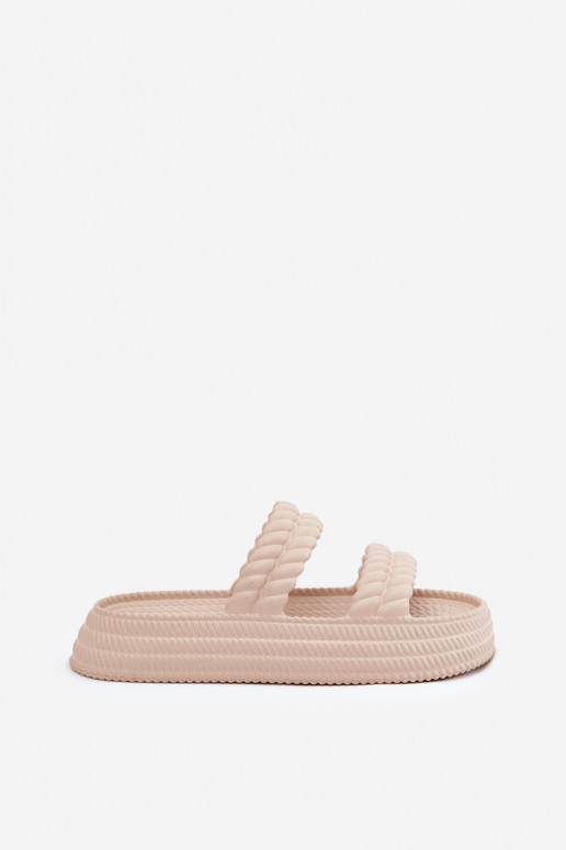 LichtgeInicht pantoffels Eenvoudig Damespantoffels met platform S.Barski ZK51-001 beige LichtgeInicht pantoffels Eenvoudig Damespantoffels met platform S.Barski ZK51-001 beige