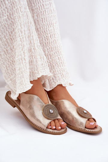 avec éclat Sandales pour femmes Ozdobnym Detalem S.Barski KV51-012 couleur or rose