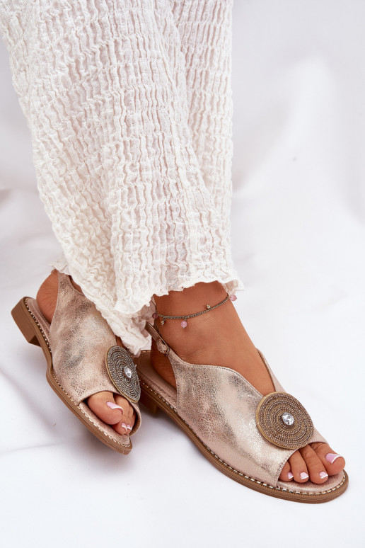 avec éclat Sandales pour femmes Ozdobnym Detalem S.Barski KV51-012 couleur or rose avec éclat Sandales pour femmes Ozdobnym Detalem S.Barski KV51-012 couleur or rose