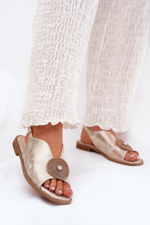 met glans Dames sandalen Ozdobnym Detalem S.Barski KV51-012 gouden kleur met glans Dames sandalen Ozdobnym Detalem S.Barski KV51-012 gouden kleur