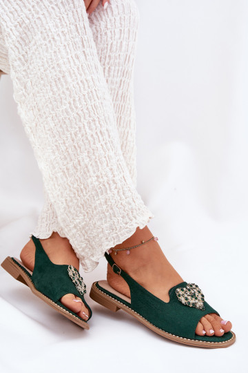 Sandales pour femmes Avec des décorations avec des coeursm S.Barski KV27-018 couleur verte