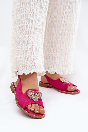 Sandales roses pour femmes avec décoration en forme de cœur S.Barski KV27-018 2