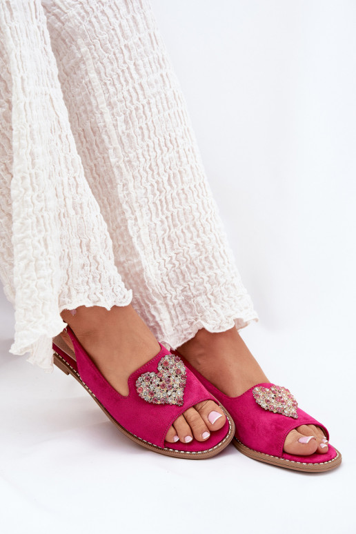 Damensandalen Mit Dekorationen mit Herzenm S.Barski KV27-018 pinke Farbe