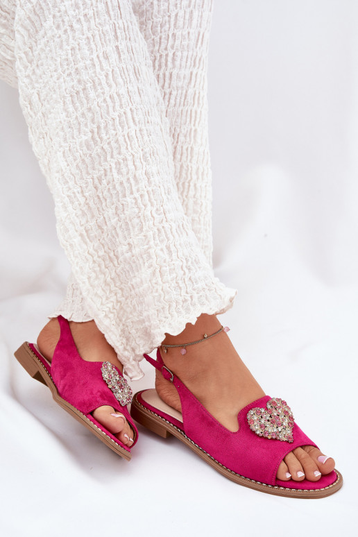 Damensandalen Mit Dekorationen mit Herzenm S.Barski KV27-018 pinke Farbe