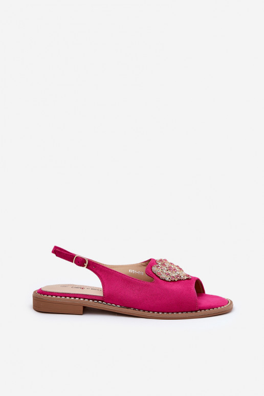 Sandales pour femmes Avec des décorations avec des coeursm S.Barski KV27-018 couleur rose