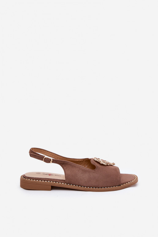 Damensandalen Mit Dekorationen mit Herzenm S.Barski KV27-018 Beige Damensandalen Mit Dekorationen mit Herzenm S.Barski KV27-018 Beige