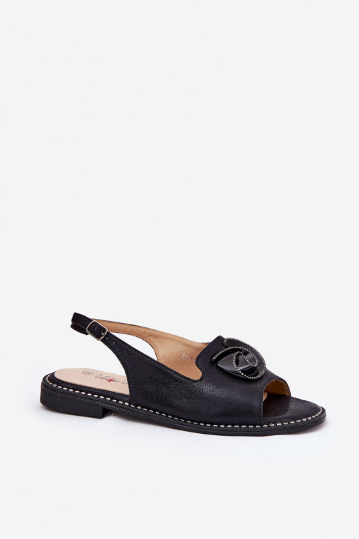 mit Glanz Damensandalen mit Ornamenten S.Barski KV51-006 schZuarze Farbe