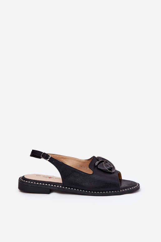 mit Glanz Damensandalen mit Ornamenten S.Barski KV51-006 schZuarze Farbe