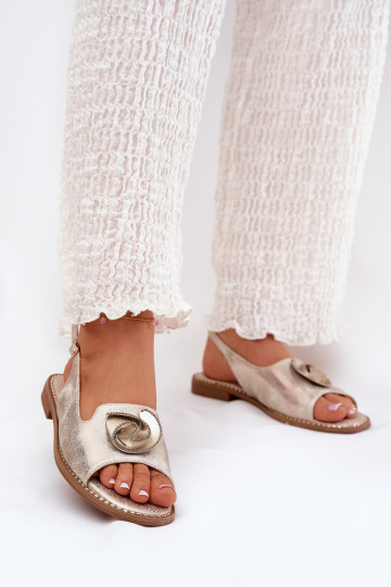 avec éclat Sandales pour femmes avec des ornements S.Barski KV51-006 couleur dorée