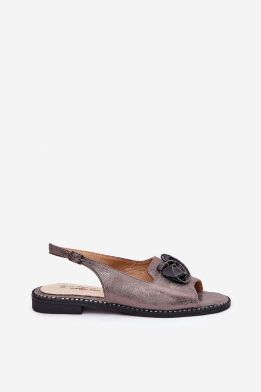 avec éclat Sandales pour femmes avec des ornements S.Barski KV51-006 couleur grise