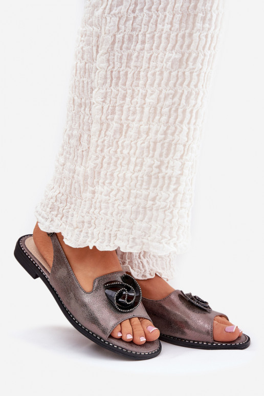 avec éclat Sandales pour femmes avec des ornements S.Barski KV51-006 couleur grise