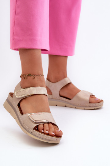 Beige Damen-Sandaletten mit Klettverschluss Risanni
