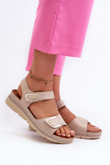 Dames sandalen met zelfklevende bevestigingsmiddelen beige Risanni 2
