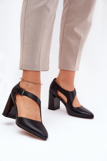 Peau Chaussures avec des talons avec boucles Vinceza 91133 couleur noire 2